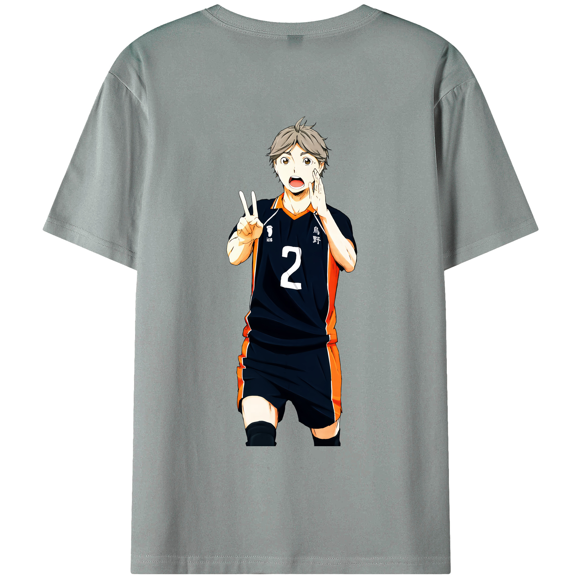 （画像用） ハイキュー!! Haikyu!! 綿100％ メンズ半袖Tシャツ（バックプリント） 通気性